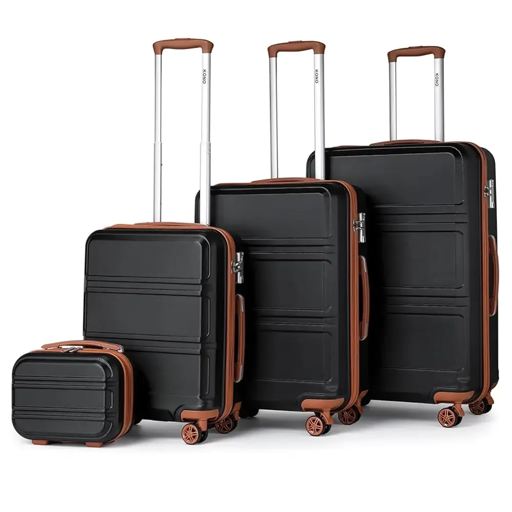 kono 4 pièces coffre dur coffre ensemble léger abs roues jumelles chariots tsa serrure valise ensemble s-m-l-xl