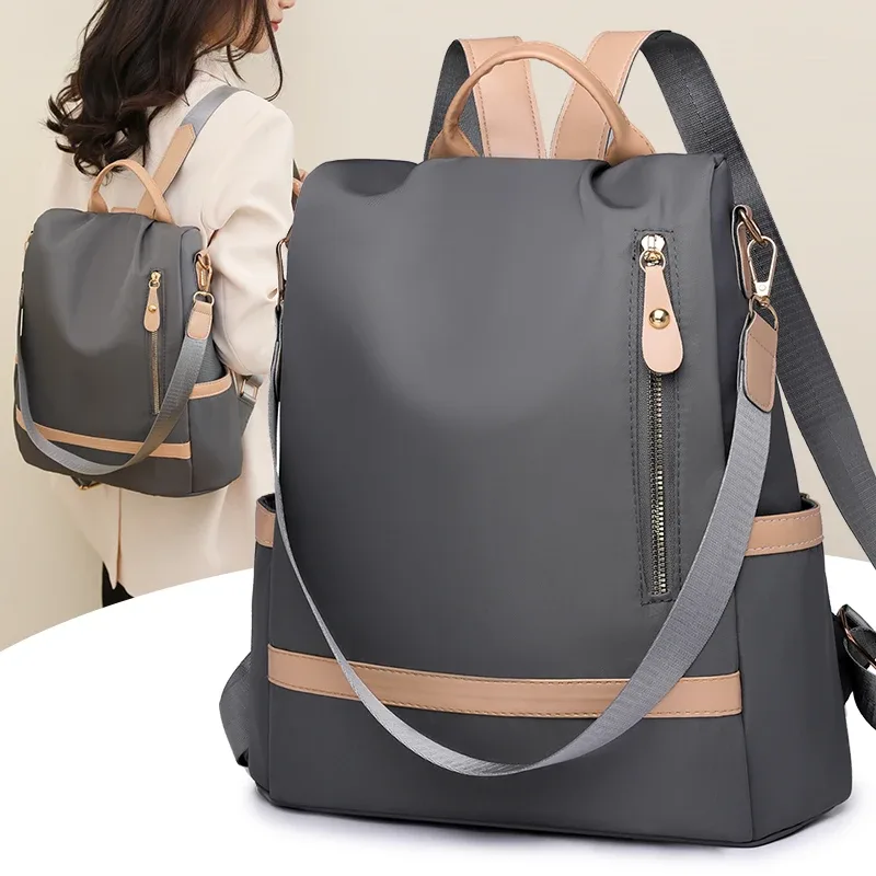 sac à dos antivol en tissu imperméable pour femme, grande capacité, style simple, décontracté, mode voyage, marque initiée