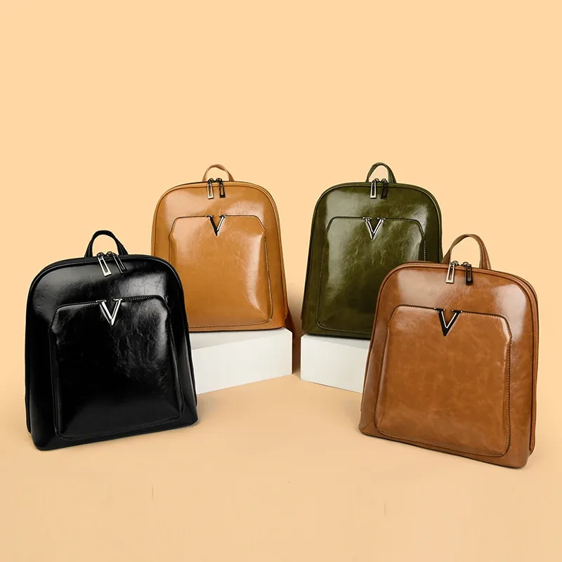 sac à dos design femmes sac de voyage grande capacité sac à dos classique huile cire cuir pu sac à bandoulière mochilas de gran capacité
