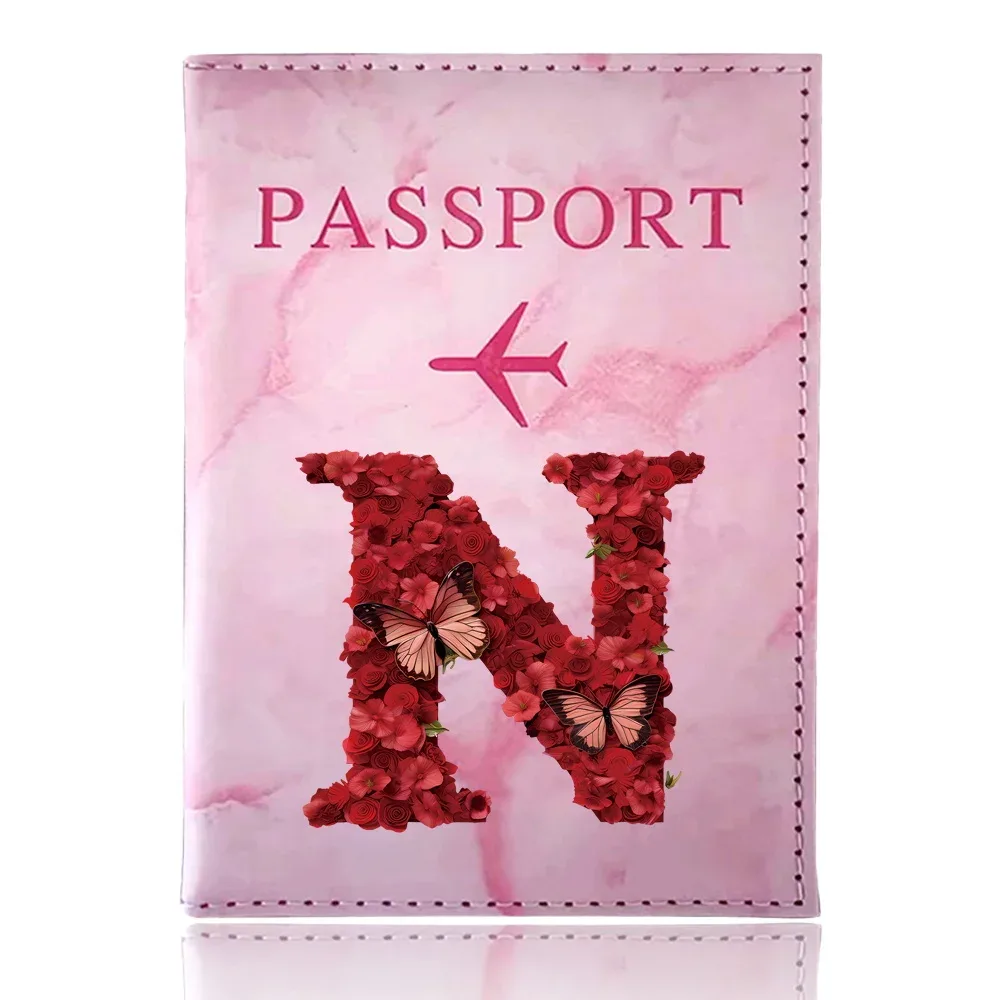 étui de passeport imprimé série rose rouge, porte-passeport, accessoires de voyage, housse de protection pour avion
