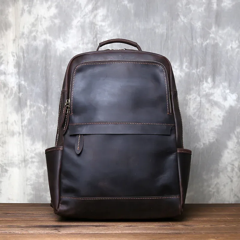 sac à dos vertical en cuir véritable pour homme, sac d'ordinateur classique rétro, couche supérieure en cuir de vachette, grande capacité, jlfgpj