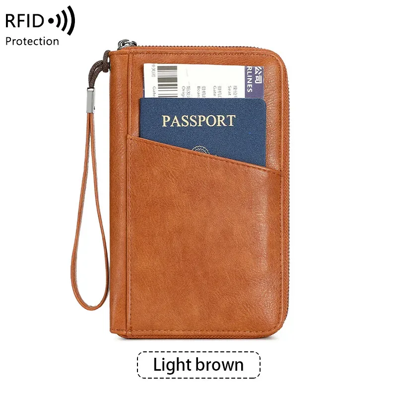 nouveau portefeuille à clip pour passeport de voyage pour femmes et hommes, porte-cartes multifonctionnel en cuir pu rfid, portefeuilles antivol, sac de rangement