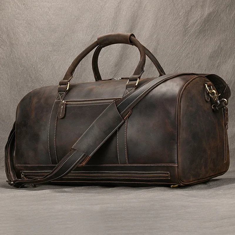 sac à bagages en cuir de grande capacité pour hommes, sac de voyage masculin, sacs de sport, sacs de week-end sur les bagages, sacs à main de nuit
