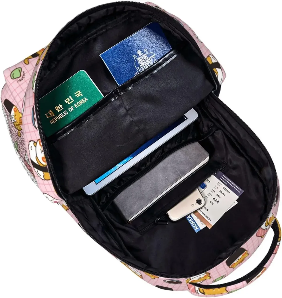 sac à dos pour ordinateur portable léger kawaii shiba inu dog sushi pour hommes et femmes, cartable universitaire, sac à dos décontracté, sac de voyage