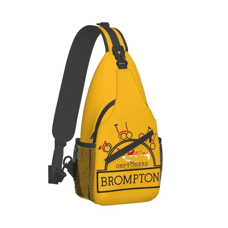 sac dos polyester jaune motif vélos brompton poche avant maille noire bandoulière ajustable voyage mode unisexe