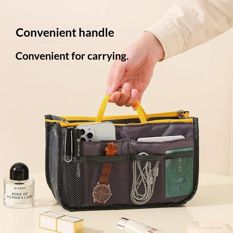sac de rangement multifonctionnel à double fermeture éclair, grande capacité, pour le rangement et la classification des articles de maquillage et de toilette