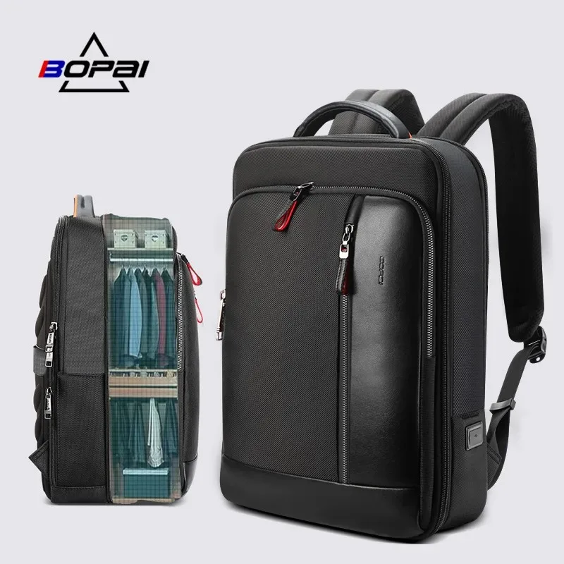sac dos nylon noir extensible usb antivol business multi poches ordinateur portable travail capacité grande