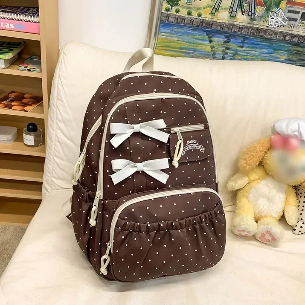 nouveau sac à dos à pois pour filles, cartable d'étudiant antivol de grande capacité, sac à dos d'ordinateur de voyage multi-compartiments en nylon