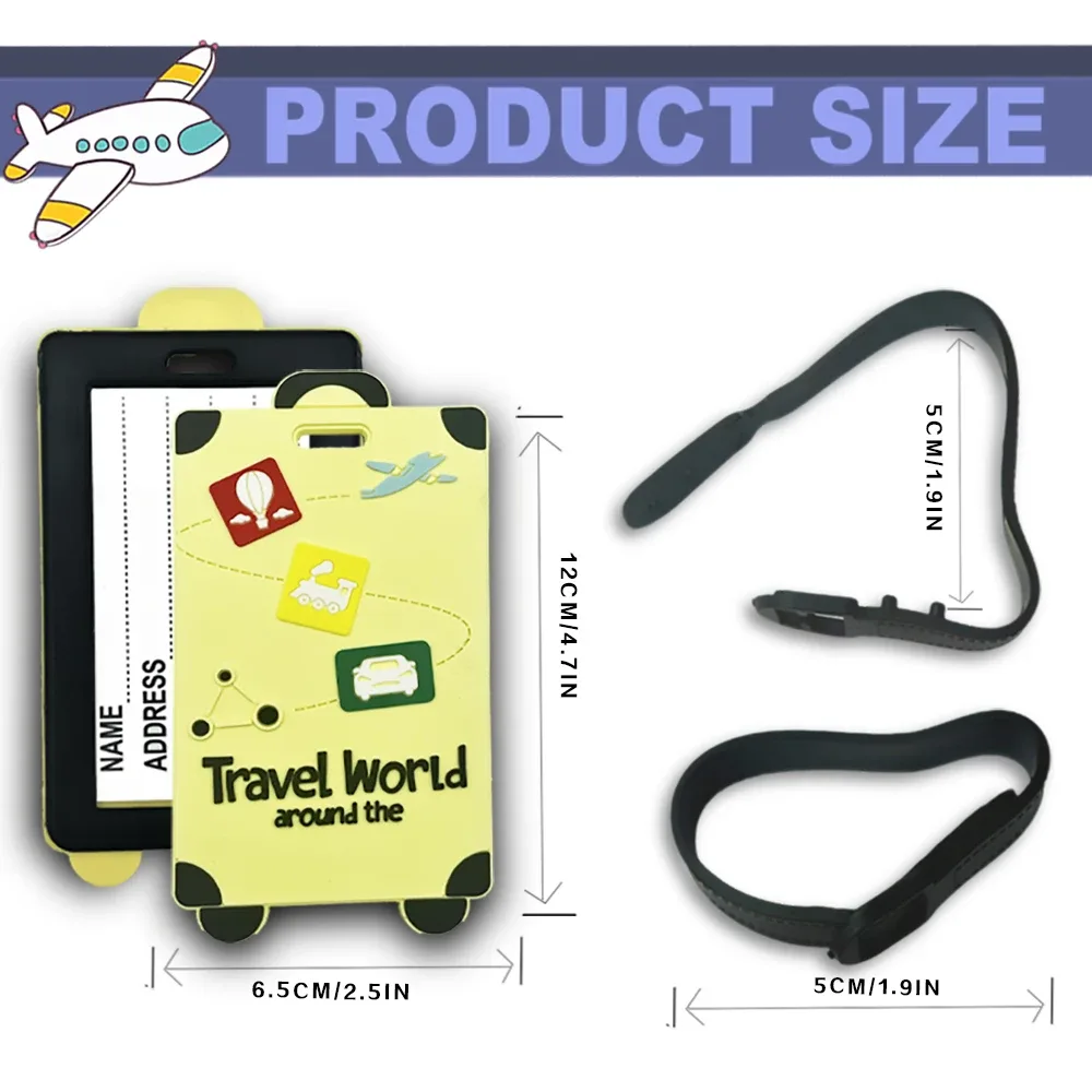 étiquettes de bagage de voyage en silicone – porte-badge et carte d'identité, anti-contrefaçon, accessoires d'avion de couleur unie
