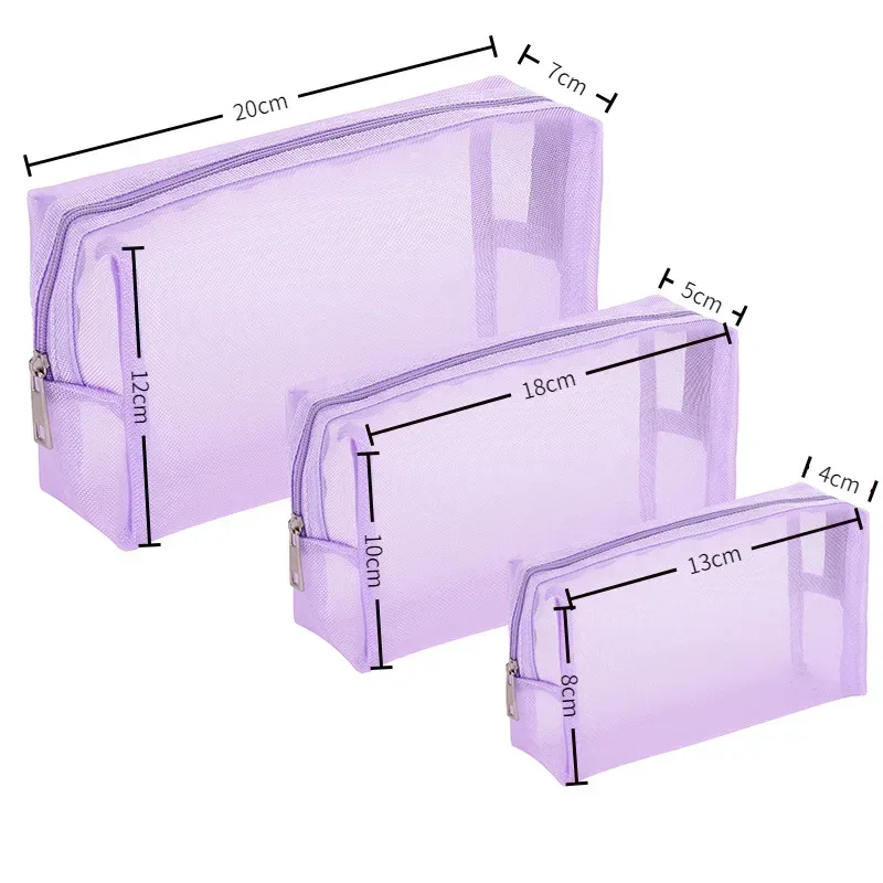 sacs à cosmétiques transparents en maille, 1 pièce, petit grand sac de maquillage noir, étui de rangement de toilette de voyage portable, pochette de rangement de rouge à lèvres