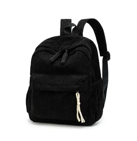 sac dos velours côtelé broderie personnalisation voyage grande capacité pliable extensible poche intérieure poche extérieure bandoulière arquée fermeture éclair
