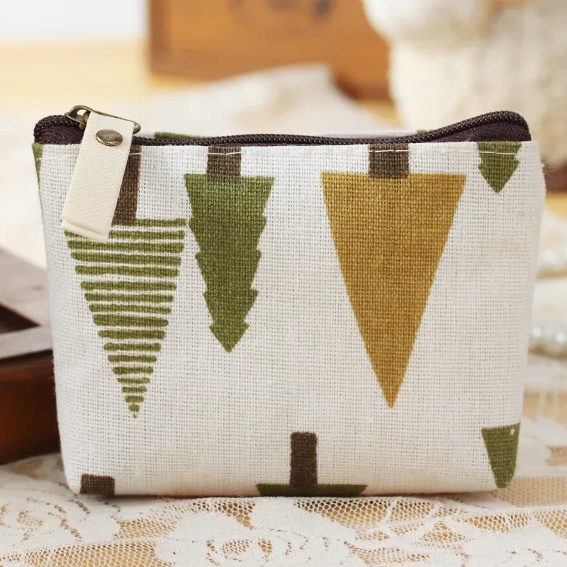 porte-monnaie à motif de fleurs, petit portefeuille en toile fraîche pour dames et filles, sac de rangement pour écouteurs, clé de monnaie, pochette à fermeture éclair