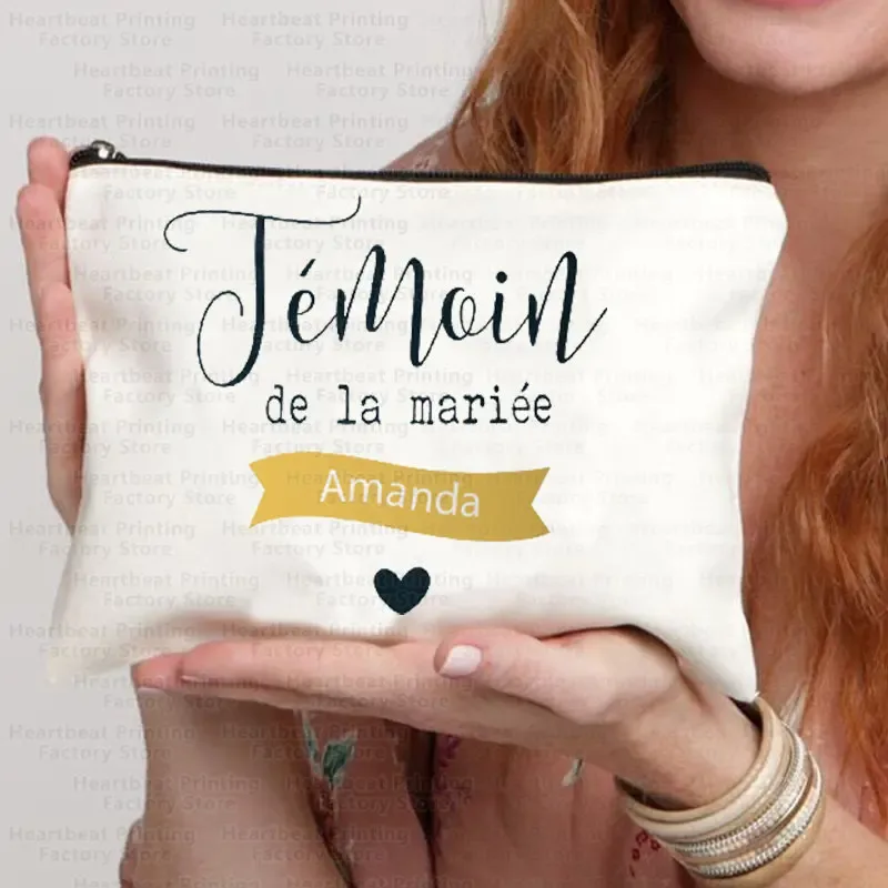 témoin sac de témoin nom doré sac cadeau de mariage kit d'enterrement de vie de jeune fille sac sacs de maquillage sacs de toilette de demoiselle d'honneur merci sac cosmétique