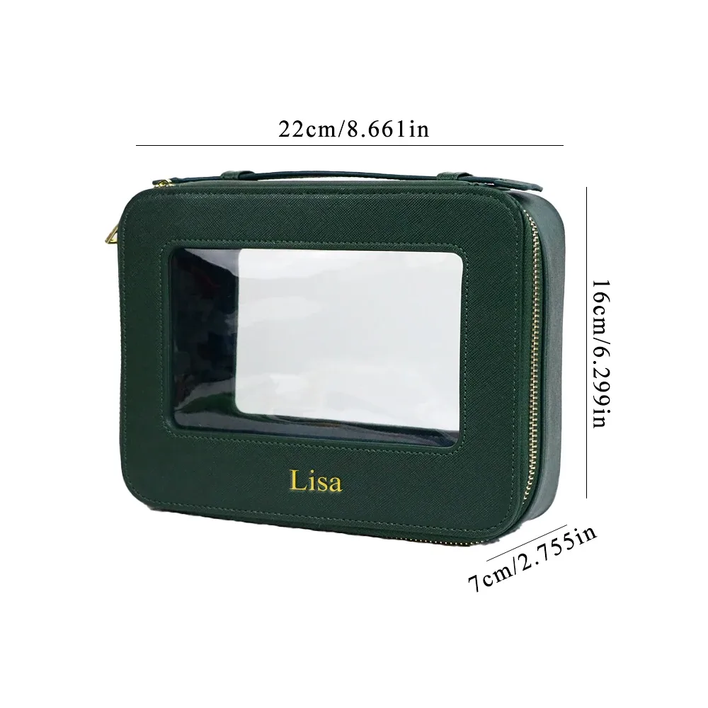 pochette à maquillage personnalisée en cuir, sac de rangement pour pinceaux de maquillage imperméable, sac de rangement portable en pvc pour soins de la peau, trousse de toilette