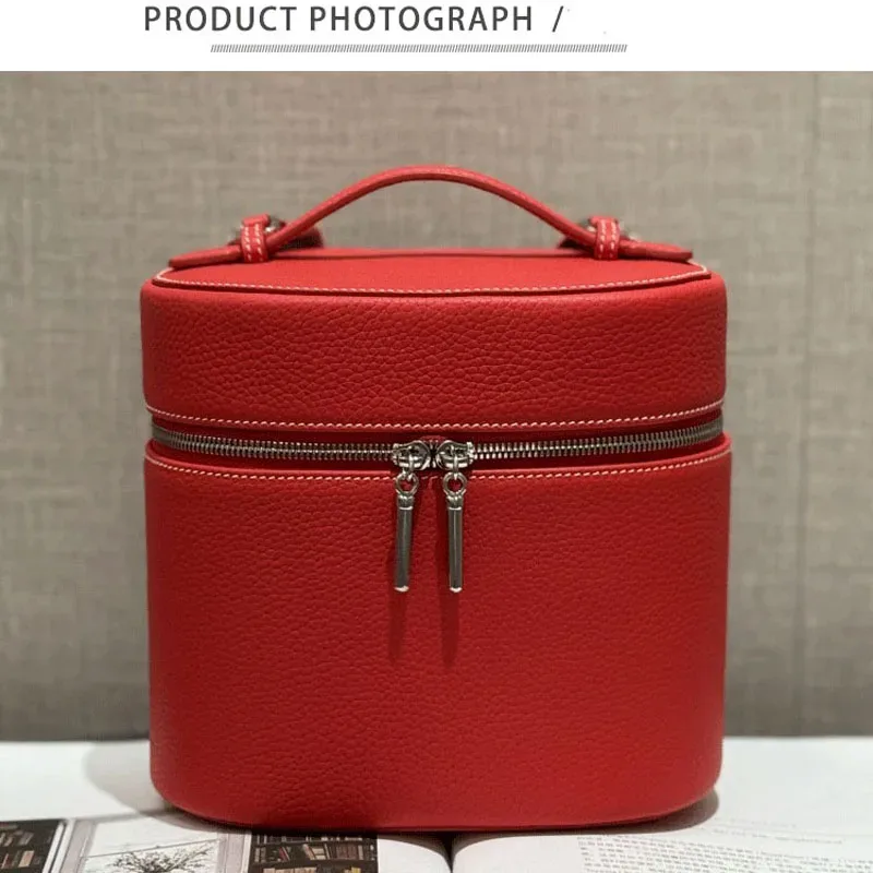 sac de maquillage multifonctionnel en cuir de vachette de première qualité, sac messager à bandoulière, version haut de gamme, sac de voyage, cuir véritable, à porter à la main.