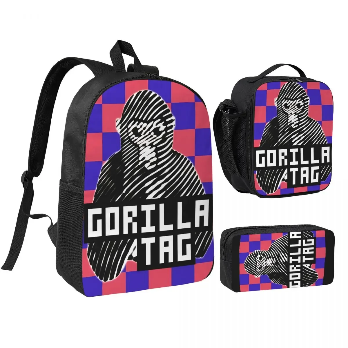 sac dos polyester motifs colorés pochette noire sac lunch lumineux transport jour usage voyage