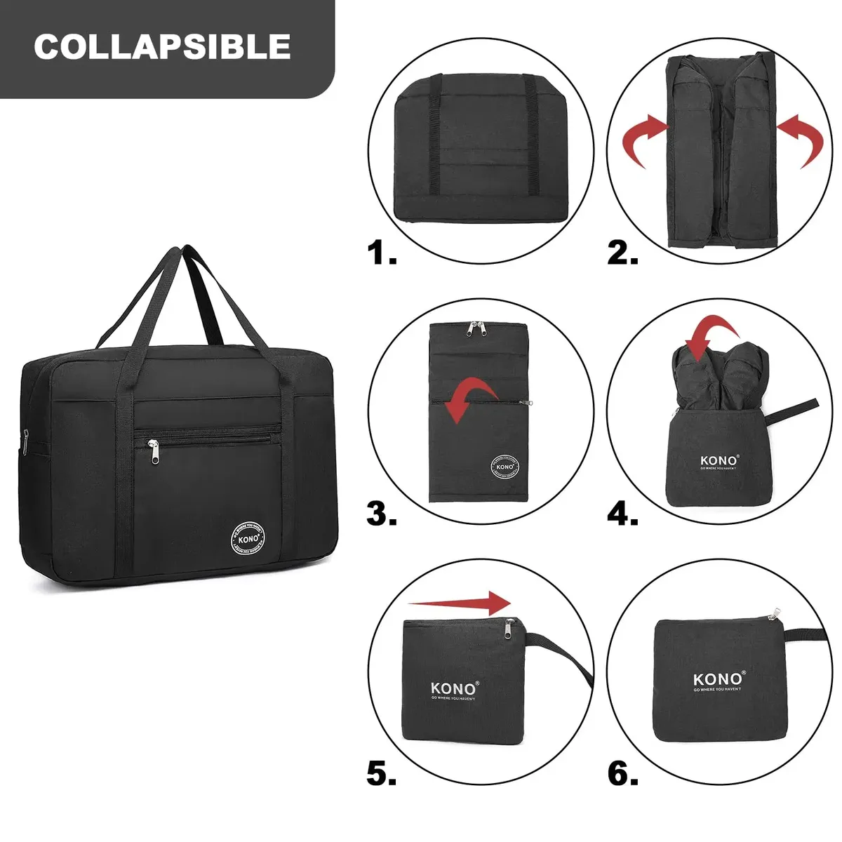 kono-sac à bagages pliable en nylon pour avion, léger et résistant, idéal pour le voyage