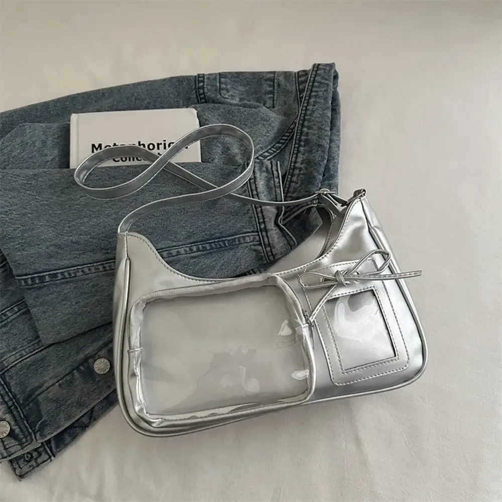 y2k mignon nœud ita sac fille transparent sac de messager femmes mode épaule sac à bandoulière ladys bricolage badge sac fourre-tout lolita sac à main