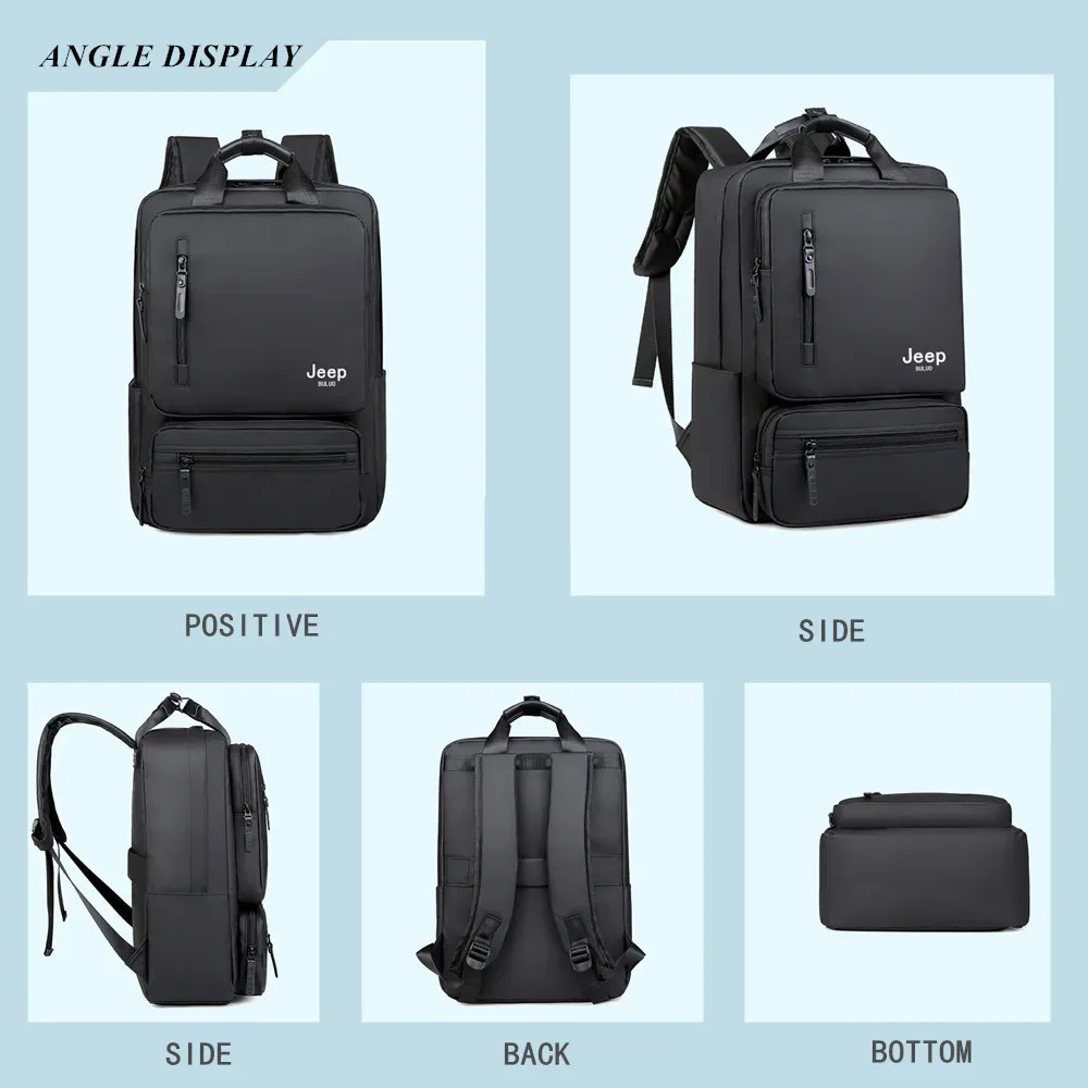 jeep buluo sac à dos pour ordinateur portable de grande capacité pour homme, sac à dos de voyage d'affaires étanche, multi-poches, sac pour ordinateur de 14 pouces pour le travail