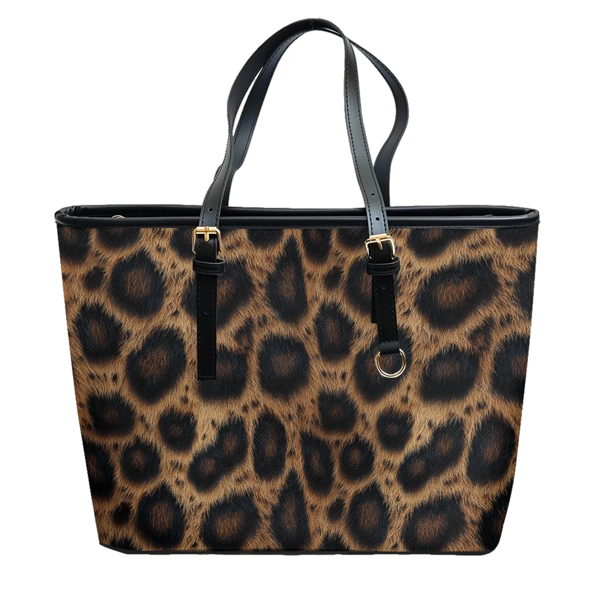 sac à bandoulière en cuir oxford pvc imprimé multicolore en fourrure de léopard urbain, fourre-tout de voyage léger avec fermeture éclair, sac à main de week-end pour le travail quotidien