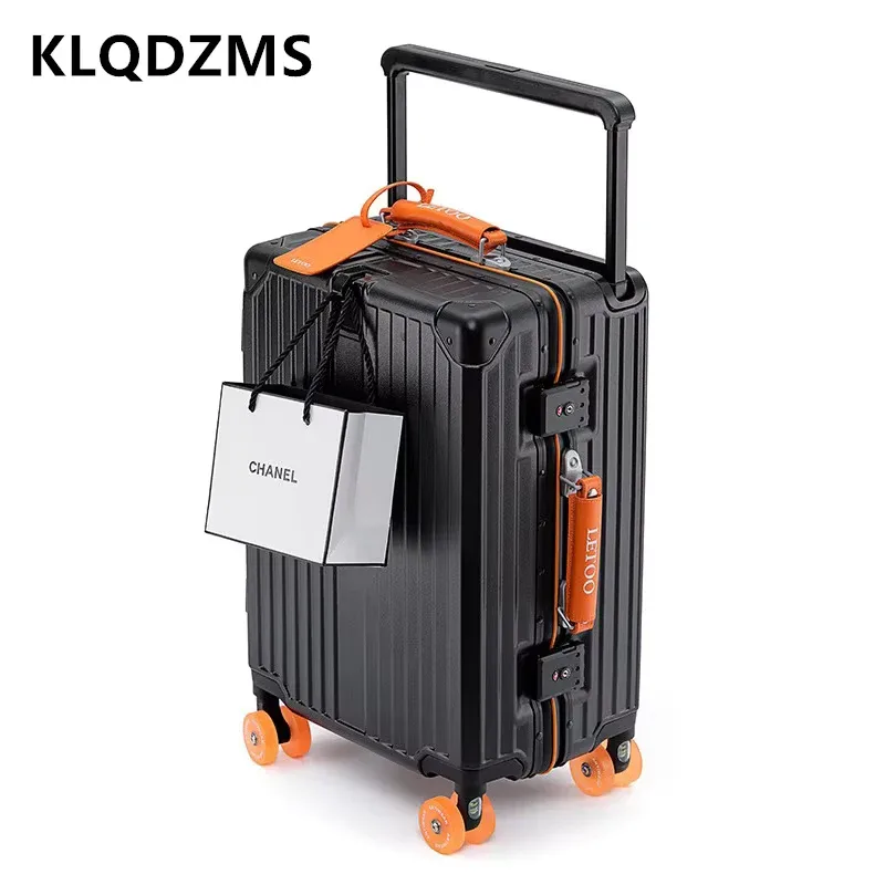 klqdzms-valise de voyage multifonctionnelle, bagage à main, cadre en aluminium, grande capacité, boîte d'embarquement pc, 20 po, 24 po, 28 po