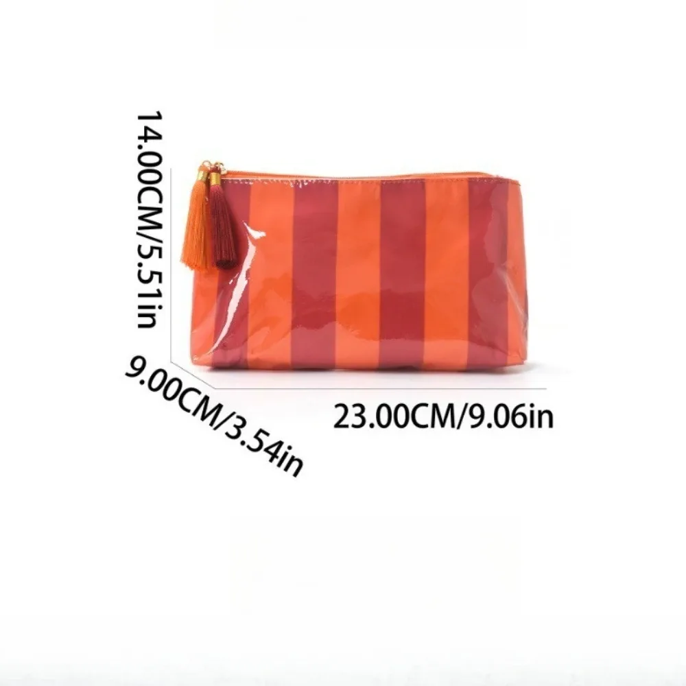 trousse de maquillage de voyage, pochette cosmétique imperméable à rayures pour femmes et filles, trousse de toilette portable, sacs de protection solaire pour la plage et les voyages quotidiens