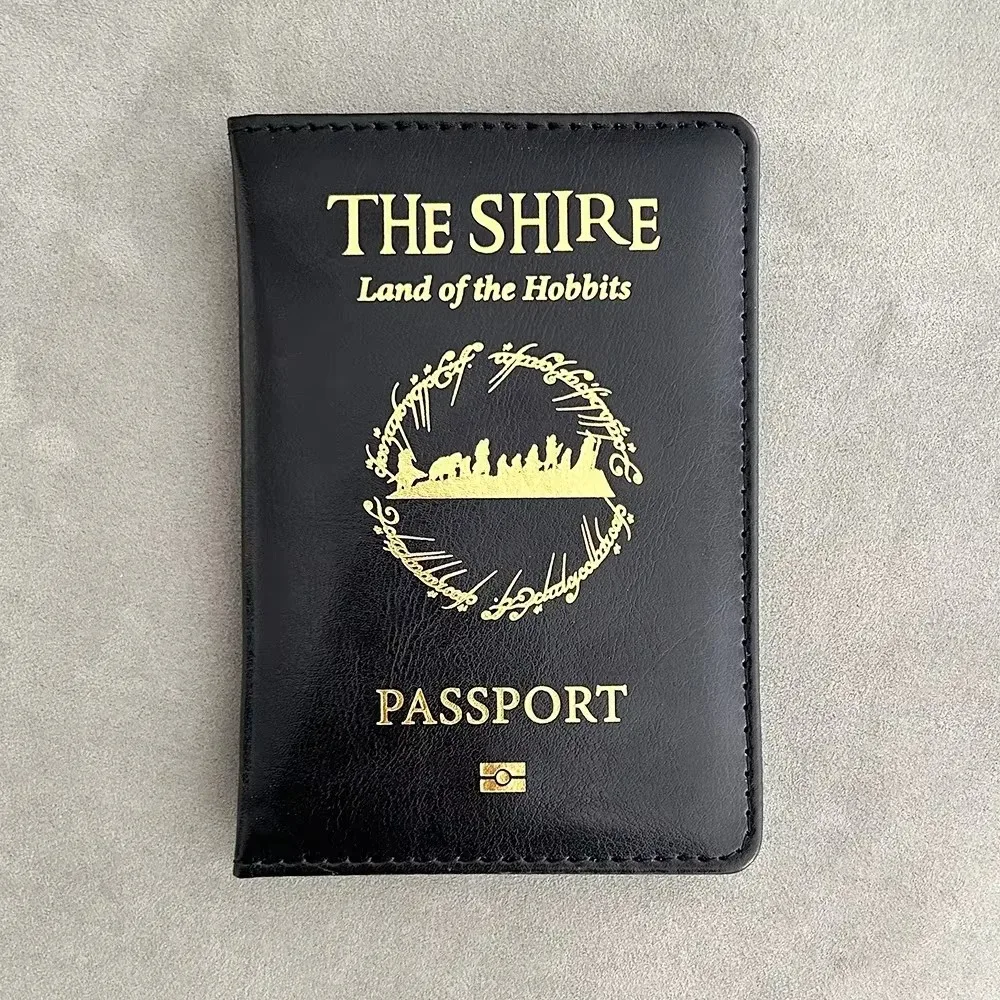 couverture de passeport shire of the hobbit, accessoires de voyage, cadeaux de famille, porte-passeport kingdom of fairy hobbiton