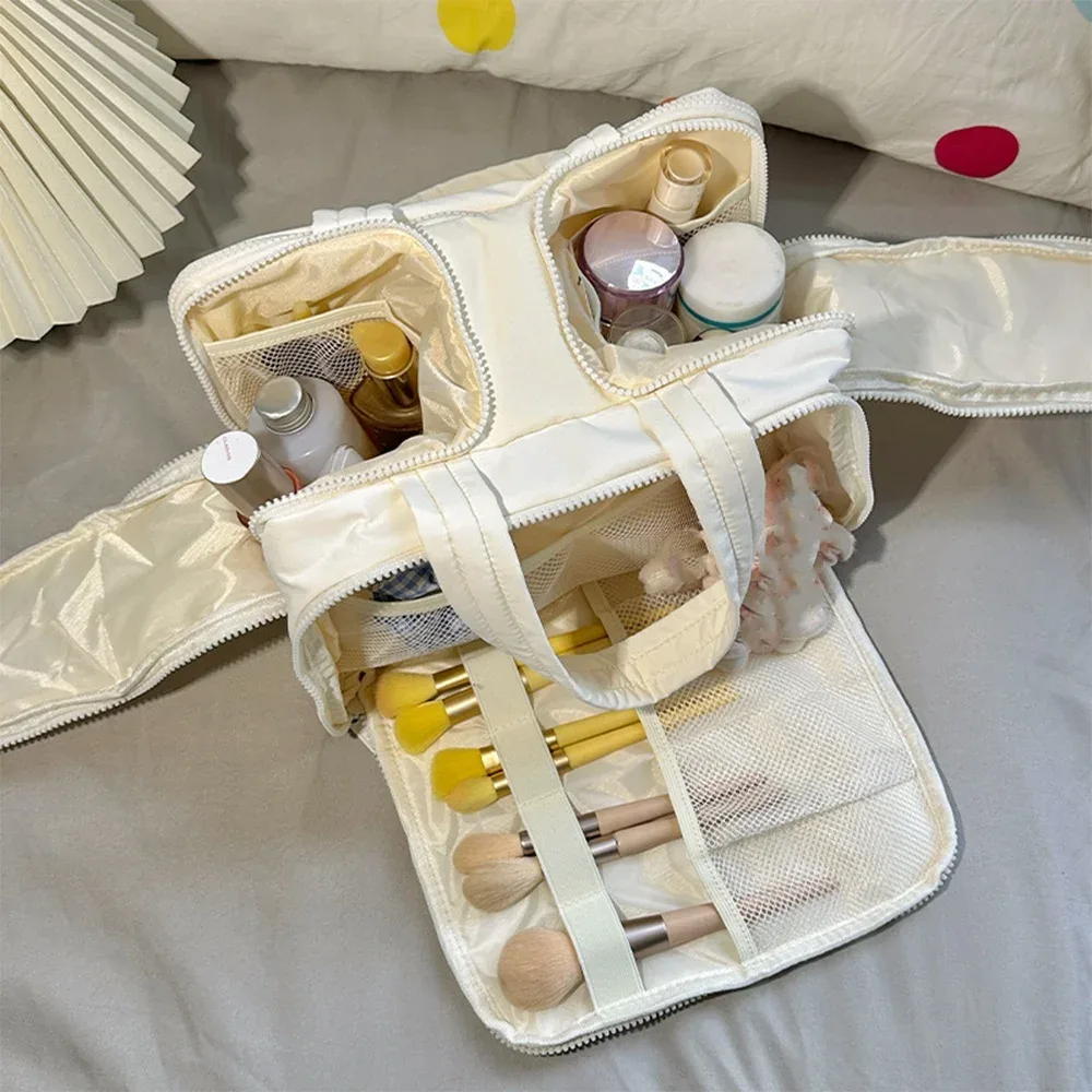 trousse de maquillage pour femmes, grande capacité, organiseur de cosmétiques de voyage avec plusieurs compartiments, trousse de toilette pour accessoires de soins de la peau