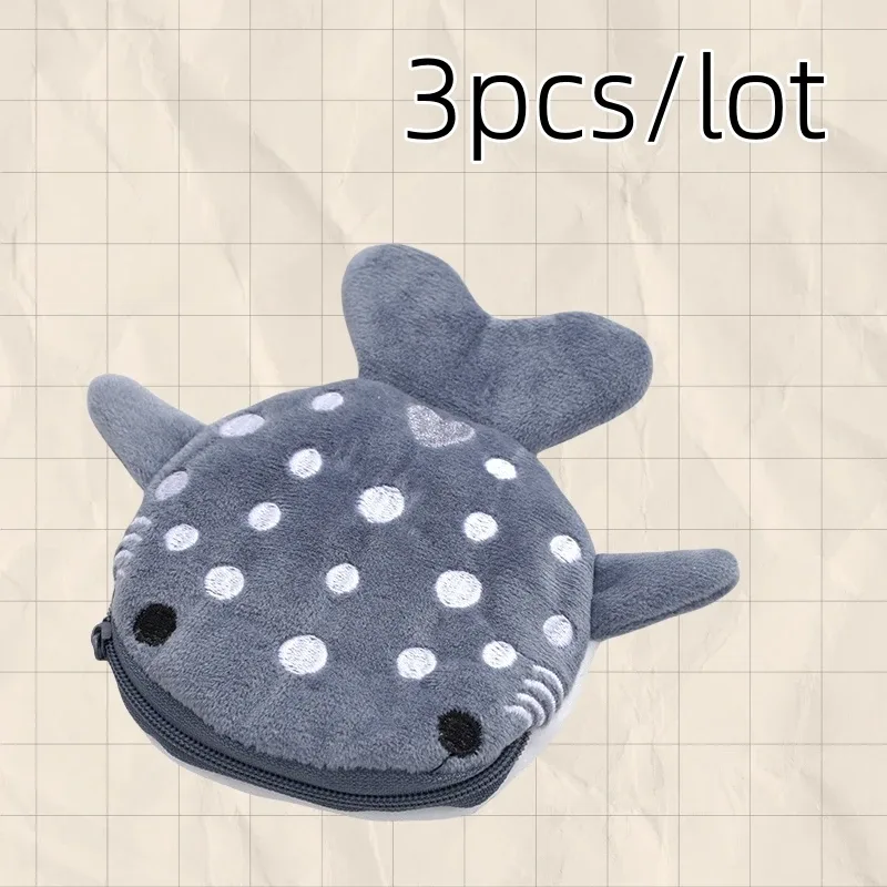 porte-monnaie en peluche requin de dessin animé, mignon porte-monnaie avec porte-clés, organisateur de câbles de données, pochette à fermeture éclair, petit cadeau, nouvelle collection