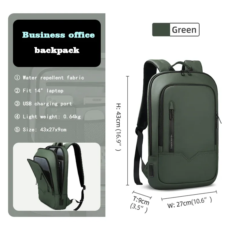 sac à dos heroic knight pour hommes, sac à dos d'affaires mince pour tablette, sac à dos de voyage léger pour ordinateur portable 14 "15.6" 17 pouces pour le travail et l'université