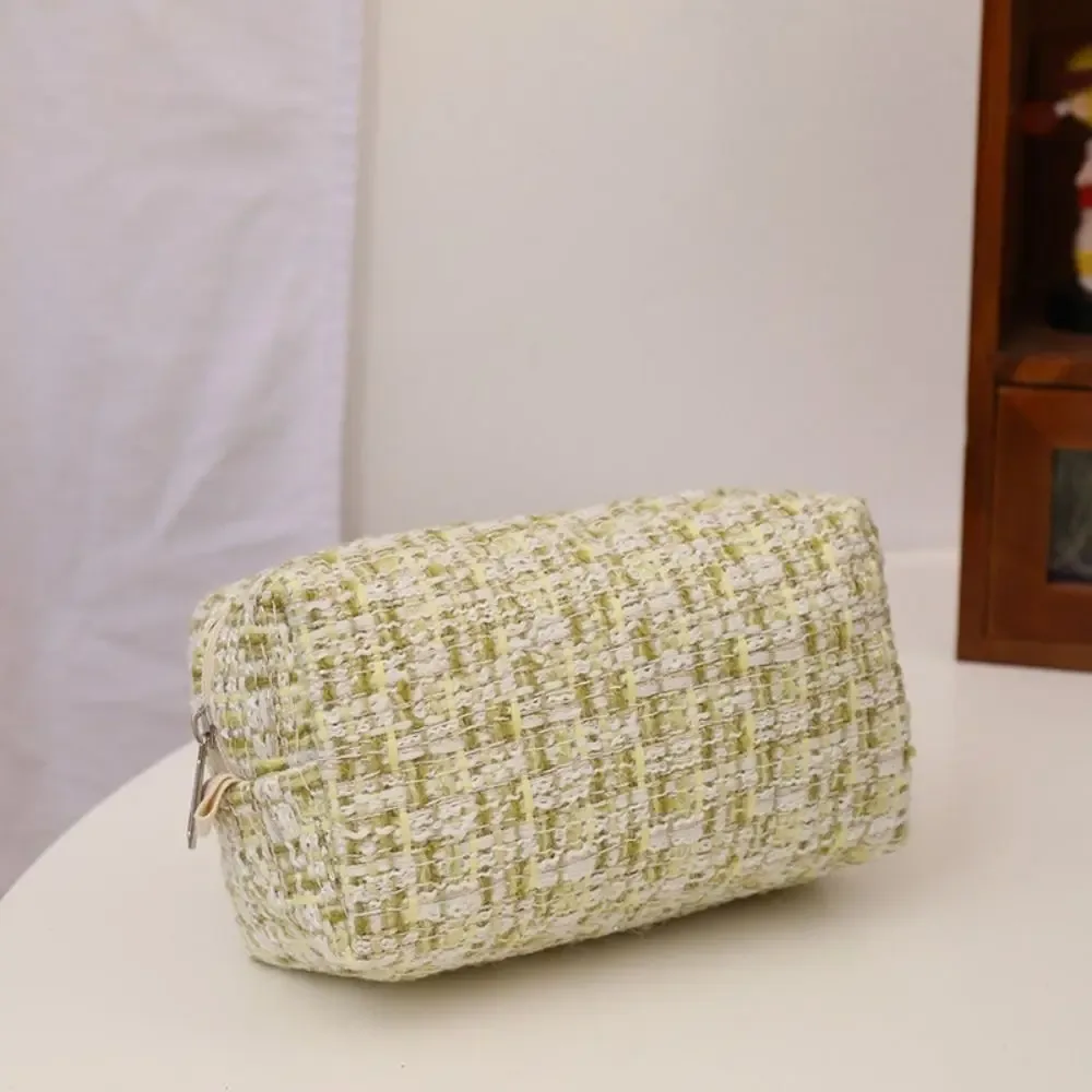 sac de maquillage en toile tendance pour gloss, sac de voyage écossais mignon pour fille, sac à main de maquillage portable, trousse à cosmétiques, trousse à crayons et papeterie