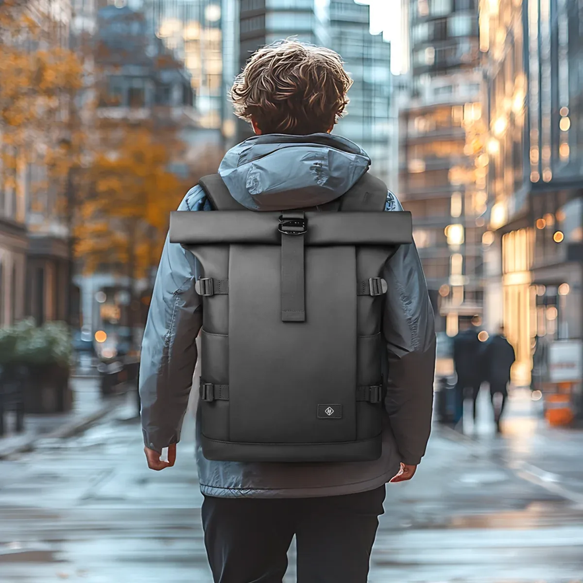 hk – sac à dos de voyage extensible pour hommes, grande capacité, sac à dos de randonnée étanche, sac à dos pour ordinateur portable de 17 pouces, sac d'école pour hommes