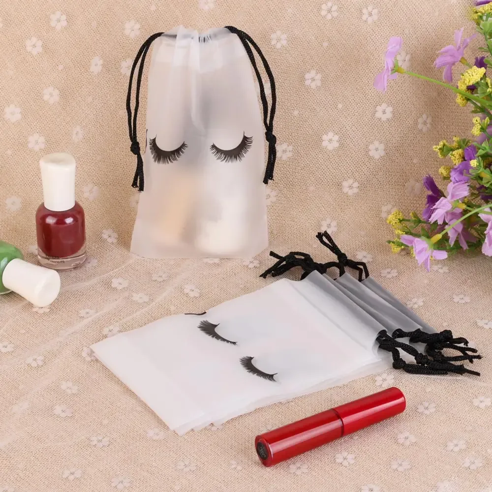 sacs de rangement pour soins post-cils, 30 pièces, avec cordon de serrage, pochette d'emballage de voyage en plastique eva étanche, accès aux extensions de cils