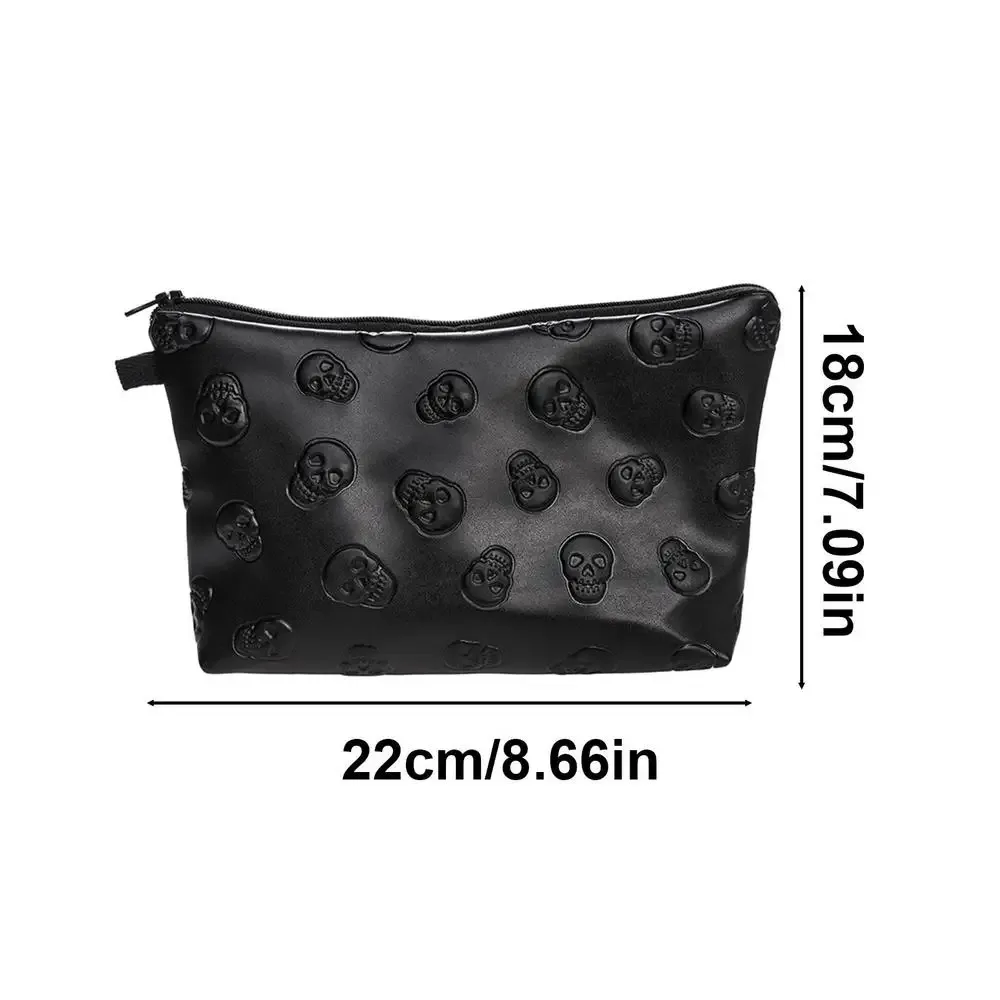 sac à cosmétiques en cuir pu imperméable, 1 pièce, sac de rangement pour maquillage, organisateur de voyage pour cosmétiques, trousse de toilette, noir