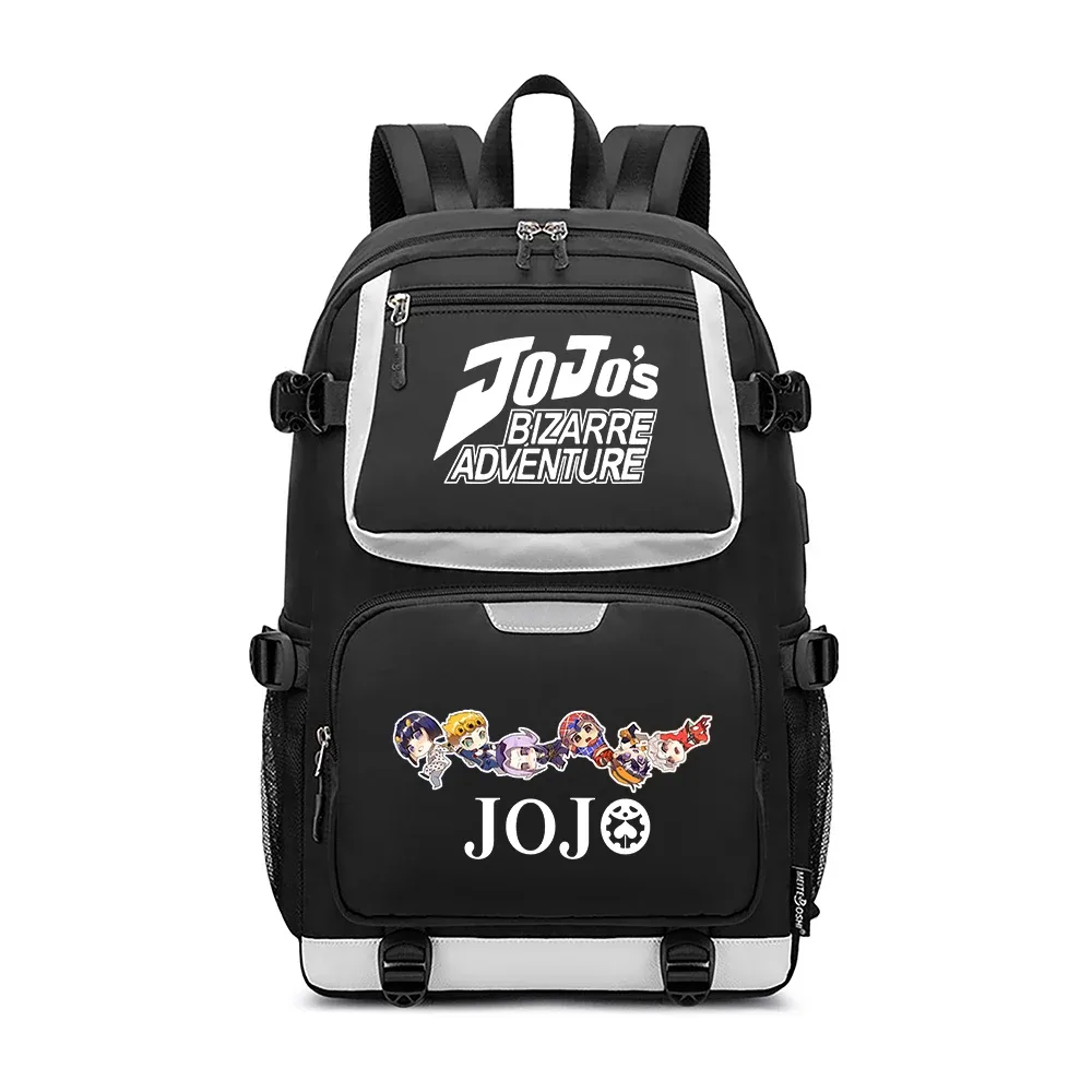 jojo's bizarre adventure – sac à dos de voyage dessin animé, grands sacs d'école imperméables pour femmes, sac à dos rose avec port usb pour ordinateur portable