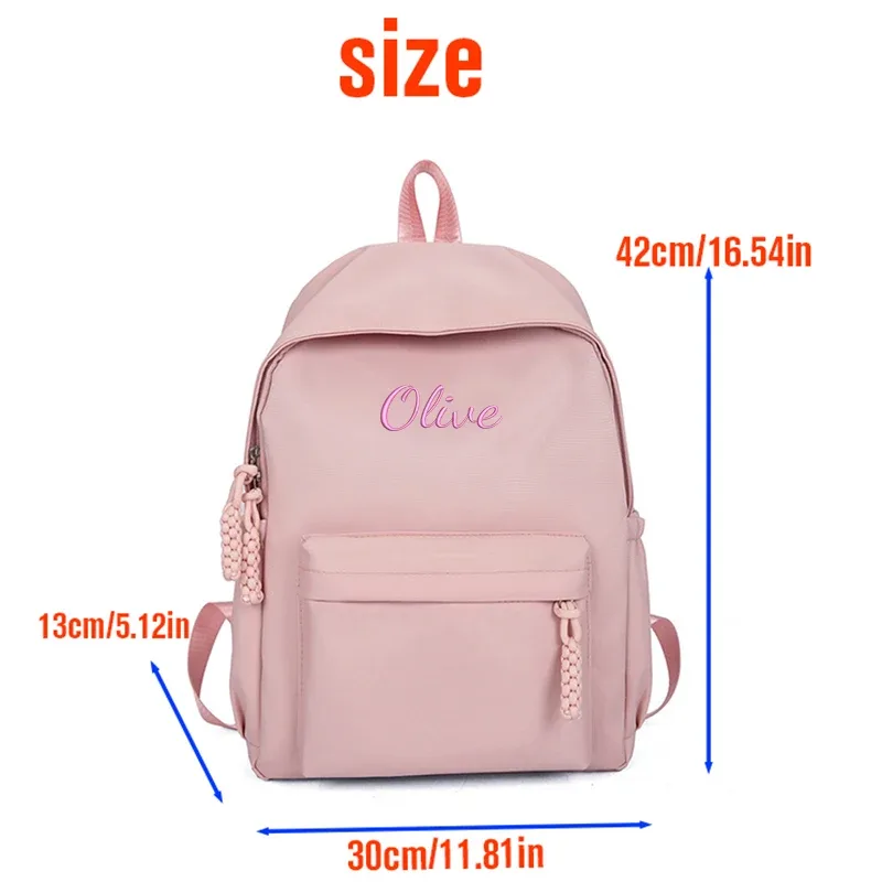 sac à dos personnalisé brodé - style universitaire, fabriqué en tissu uni de haute qualité, grande capacité, élégant et simple.