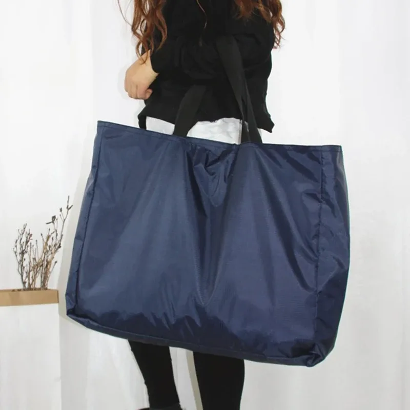 sacs de courses de couleur unie avec fermeture éclair, grande capacité, sacs fourre-tout pour l'épicerie, lavables, réutilisables, simples, robustes, pour l'extérieur, nouvelle mode