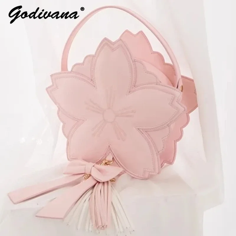 original rose sakura sac doux fille femmes sakura forme cuir fourre-tout sac à main fée lolita bandoulière sacs à dos