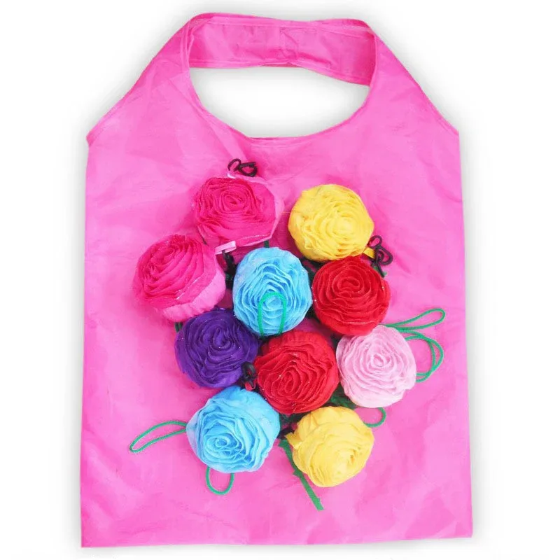 sac de courses pliable portable motif rose, grande capacité, sac fourre-tout léger et durable, sac de voyage, pochette de rangement