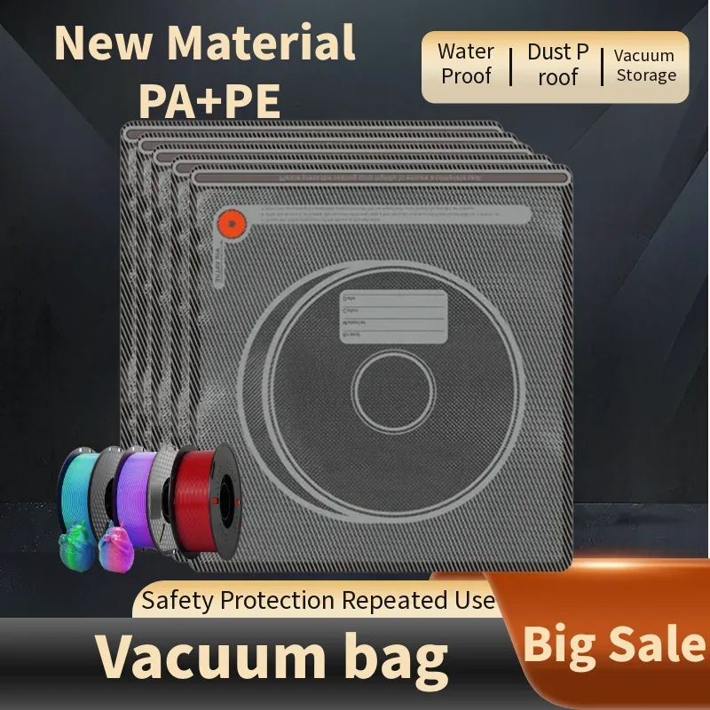 sac de rangement sous vide pour filament d'imprimante 3d, pa pe, épaissi, noir, résistant à la lumière, résistant à l'humidité, réutilisable, hermétique