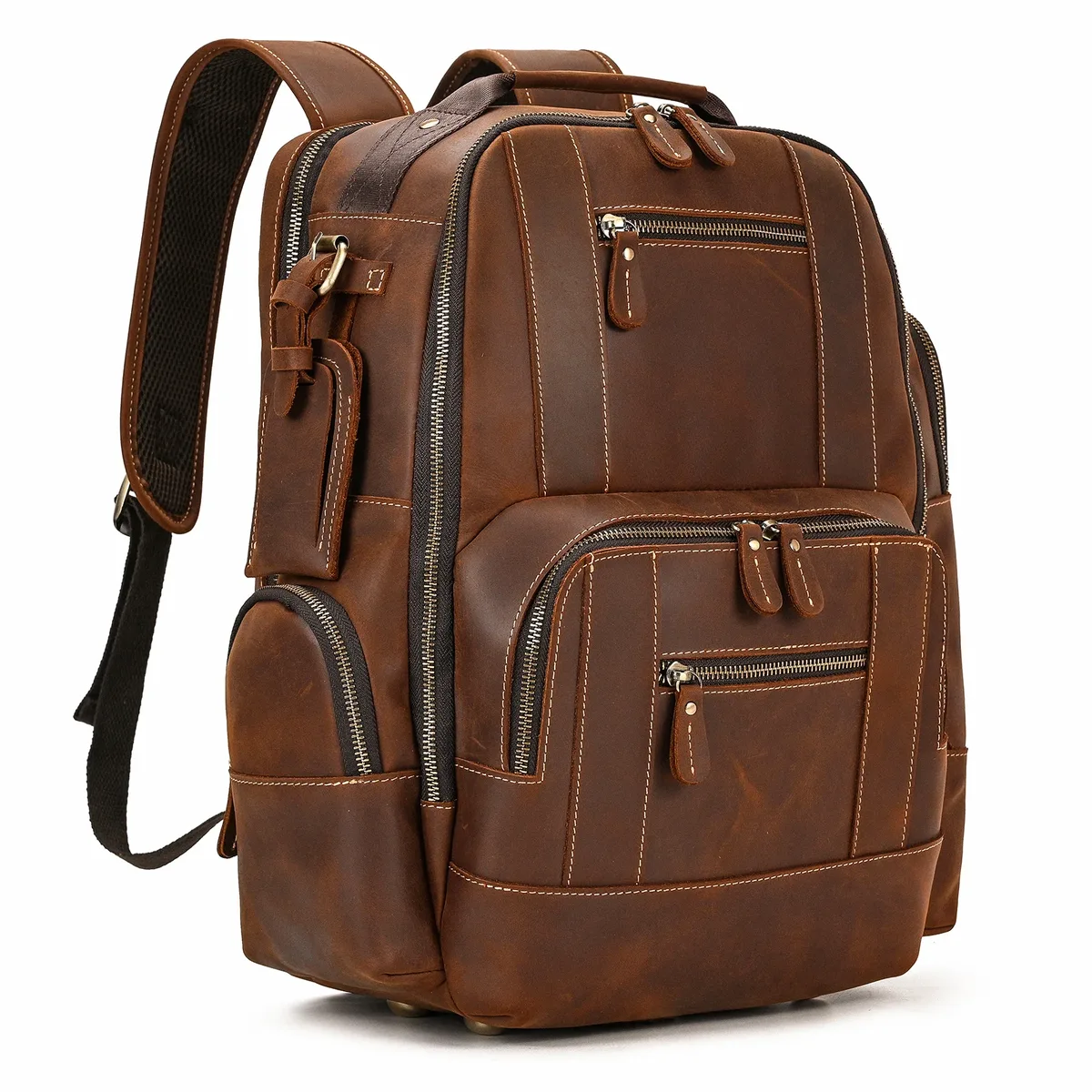 sac à dos de voyage en cuir véritable pour hommes, sac à dos de grande capacité, sacs à dos pour ordinateur portable masculin, mode de luxe, 15.6