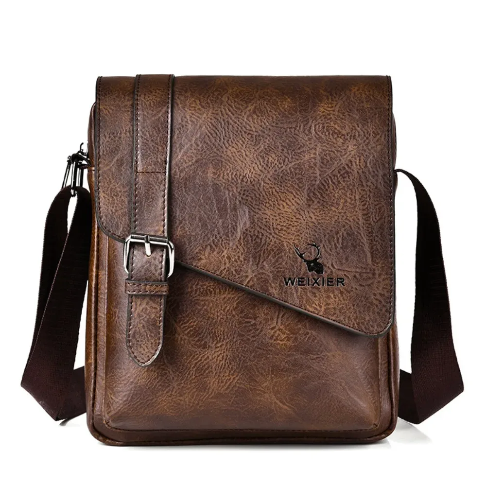 sac messager en cuir pu pour homme, bandoulière réglable, style rétro, sac à bandoulière polyvalent pour homme, pour le travail et les voyages