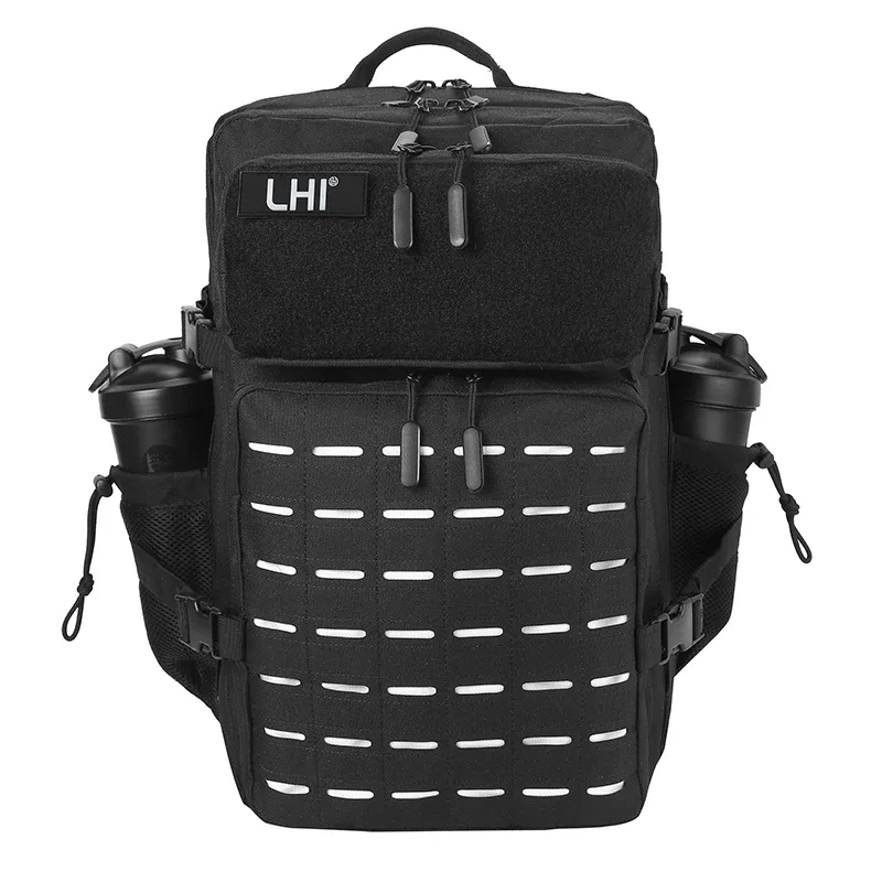 lhi 45l sac à dos tactique hommes noir spotrs athlète sac de sport camping en plein air randonnée sac à dos armée assaut pack avec porte-bouteille