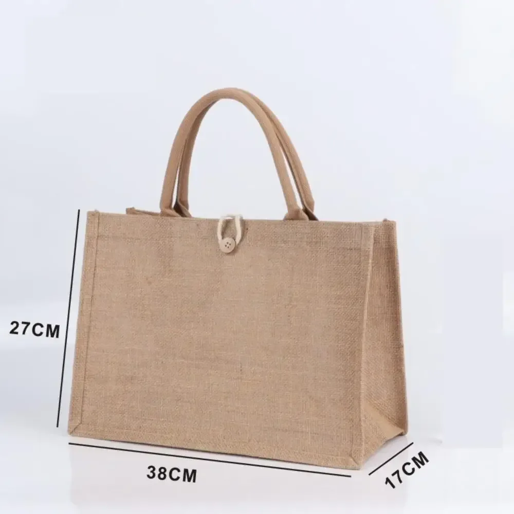sacs de shopping vintage pour femmes iskybob avec fermoir, sacs fourre-tout en lin, grands sacs de plage d'été portables, sacs fourre-tout écologiques avec grande poignée supérieure, sac cadeau