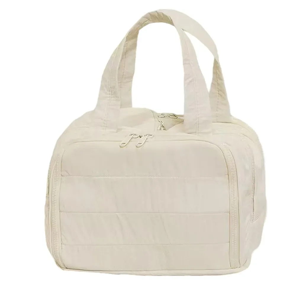 sac à main cosmétique design multi-poches, double face ouvert, poignée confortable, trousse de toilette de voyage, accès facile, séparé, sec et humide