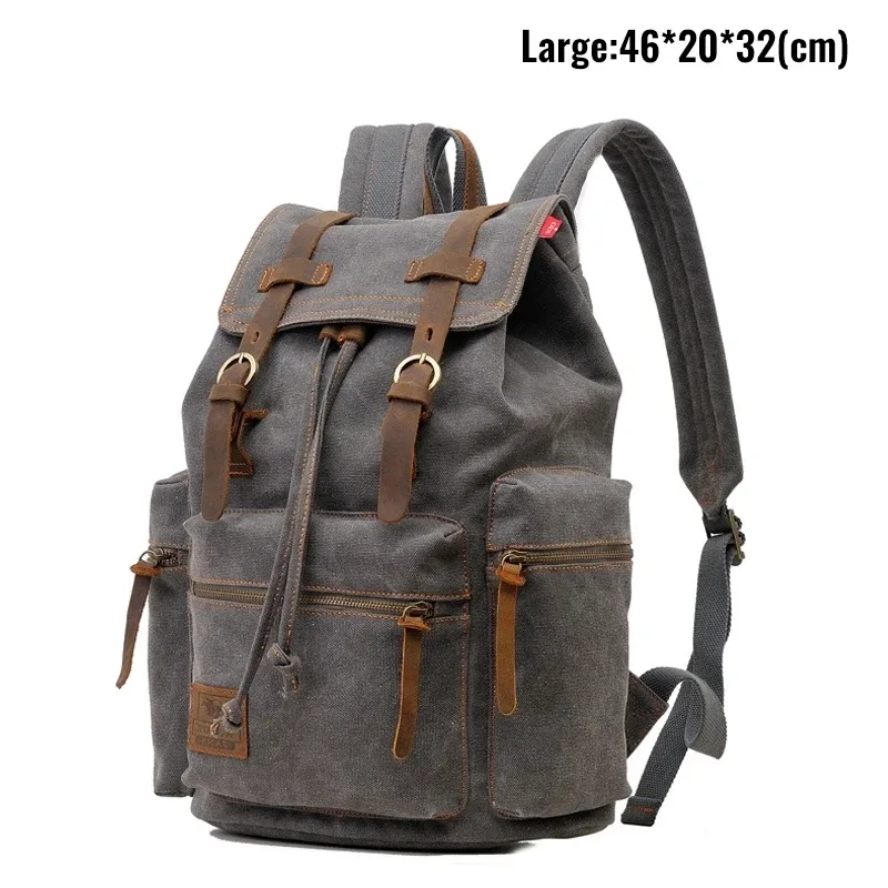 sac à dos rétro en toile pour homme, adapté pour ordinateur portable 14 pouces, vintage, résistant à l'usure, café, livraison au goutte-à-goutte, 36-55l