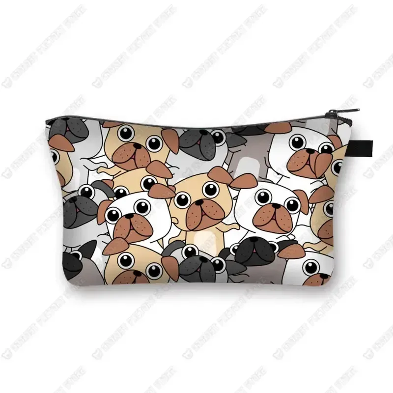 sacs à cosmétiques imprimés chien carlin 3d, motif pékinois mignon pour trousse de maquillage, organisateur nécessaire pour femmes, mini sac à main de voyage