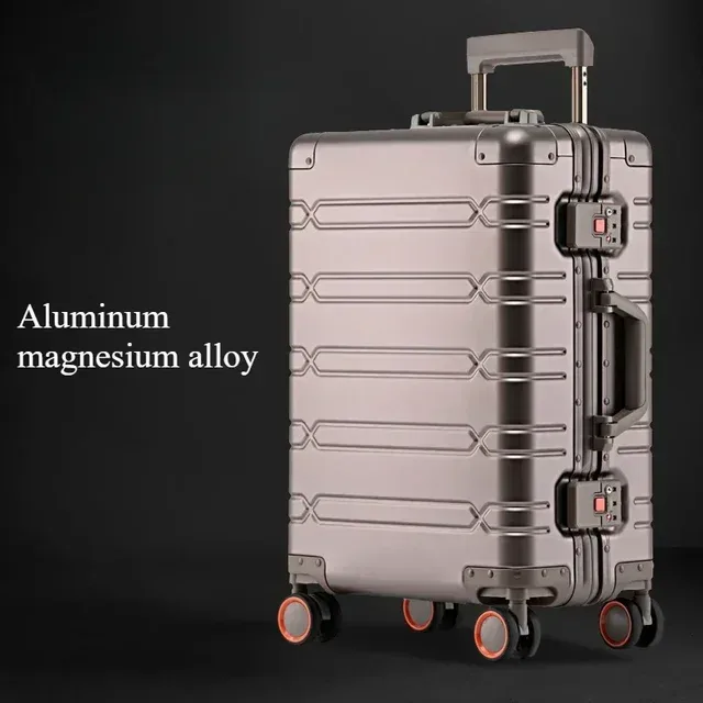 valise à roulettes de grande capacité, sac de voyage en alliage d'aluminium et de magnésium, bagages roulants d'affaires