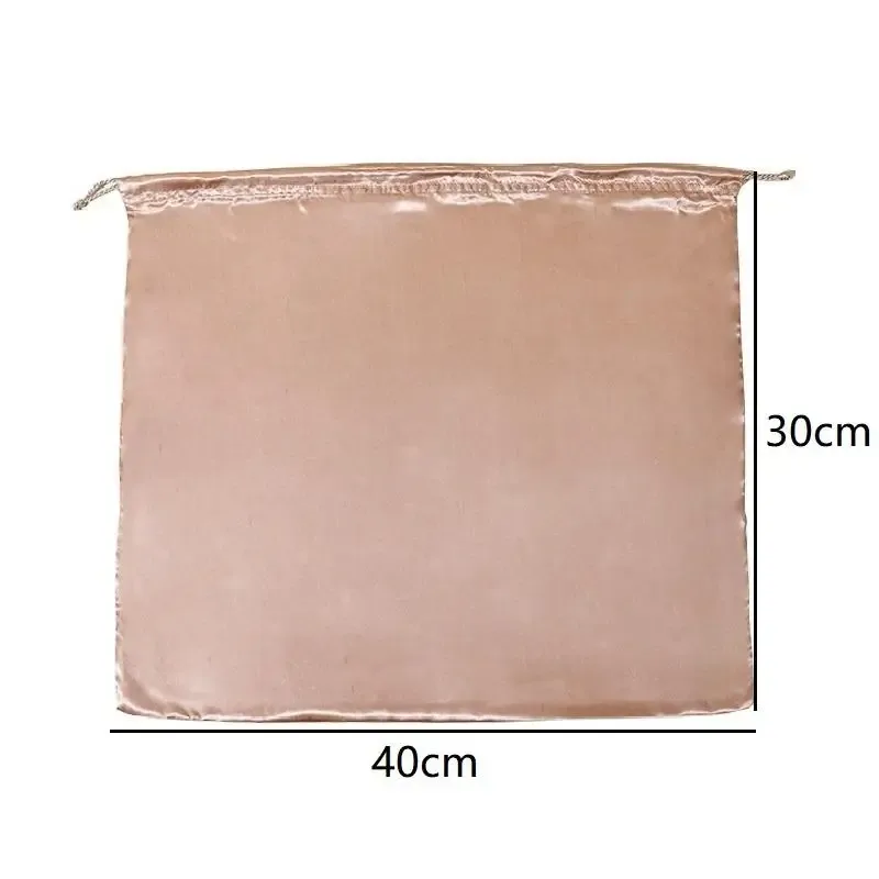 housse anti poussière tissu soie luxe forme ovale ouverte cordelette taille petite grande protection sac main