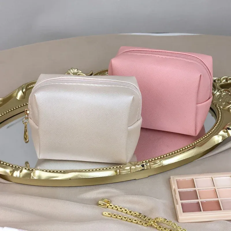 mini trousse de maquillage pour sac à main, sac cosmétique en pu, trousse de toilette étanche, trousse de maquillage de voyage, rouge à lèvres, poudres cosmétiques, étuis de rangement